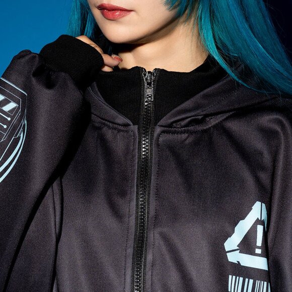 NEW ACDC RAG Error Code Cyberpunk Tech Oversized Black Blue Jacket - Picture 4 of 11